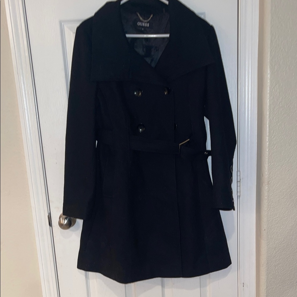 GUESS Women's Elegant Black Trench Coat